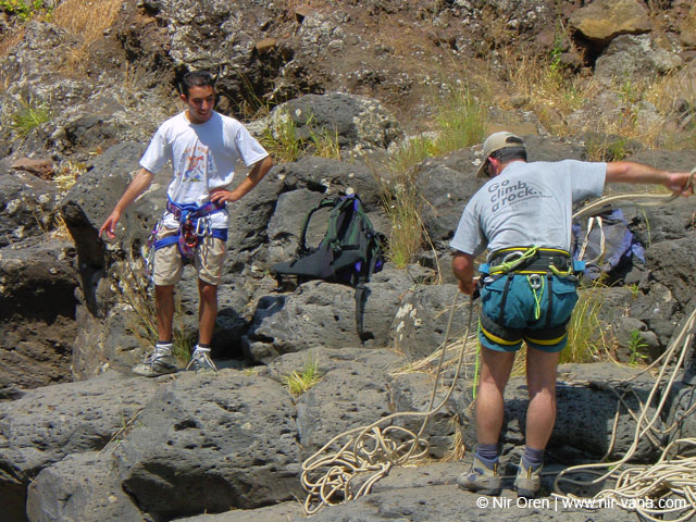Rappelling in Yehudia Waterfall