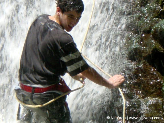 Rappelling in Yehudia Waterfall